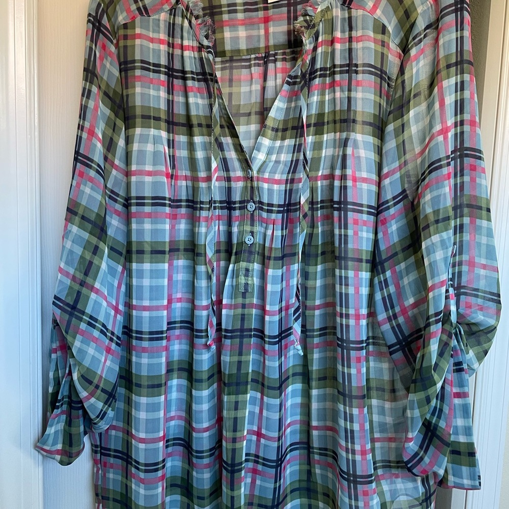 LC Lauren Conrad Multicolor Plaid Blouse